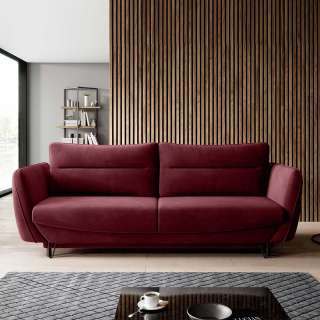 Schlafsofa Dreisitzer Sofa aus Samt in Bordeaux