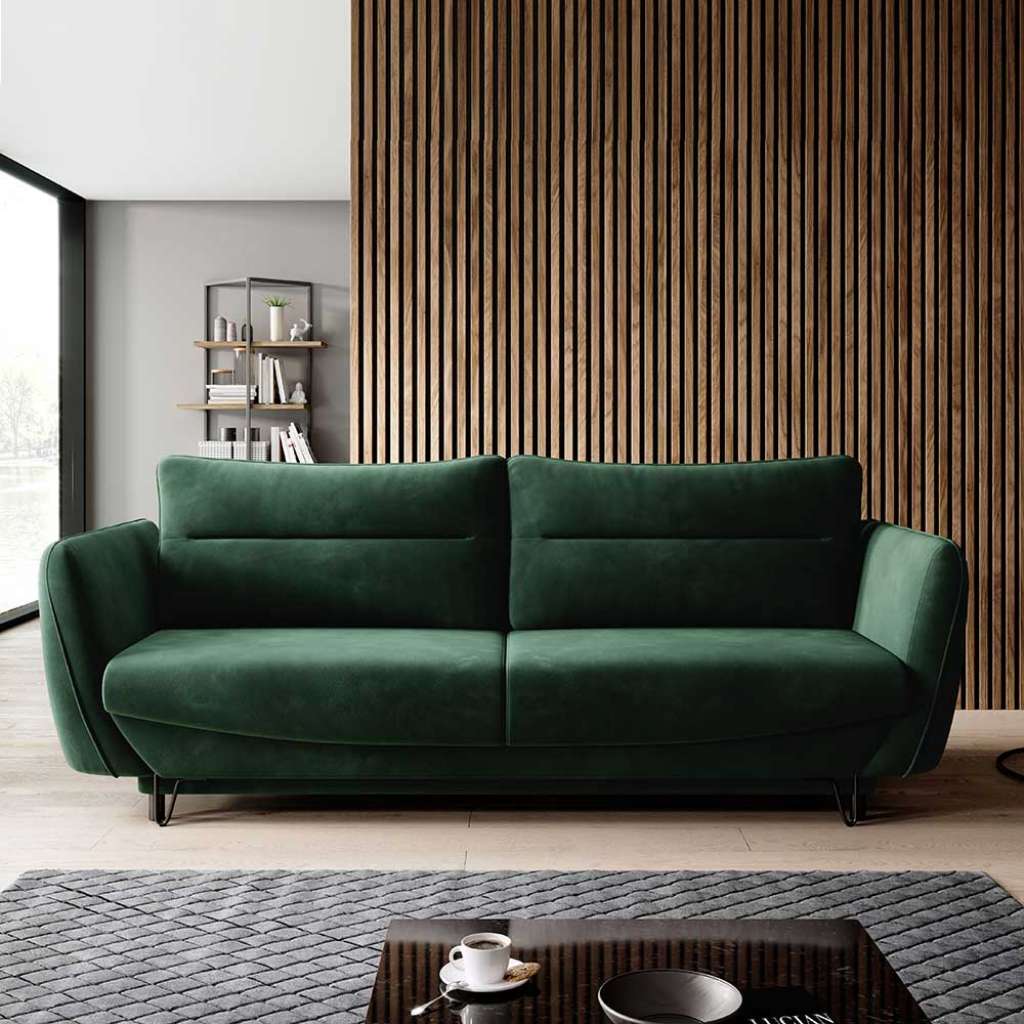 Sofa Couch in Dunkelgrün mit Bezug