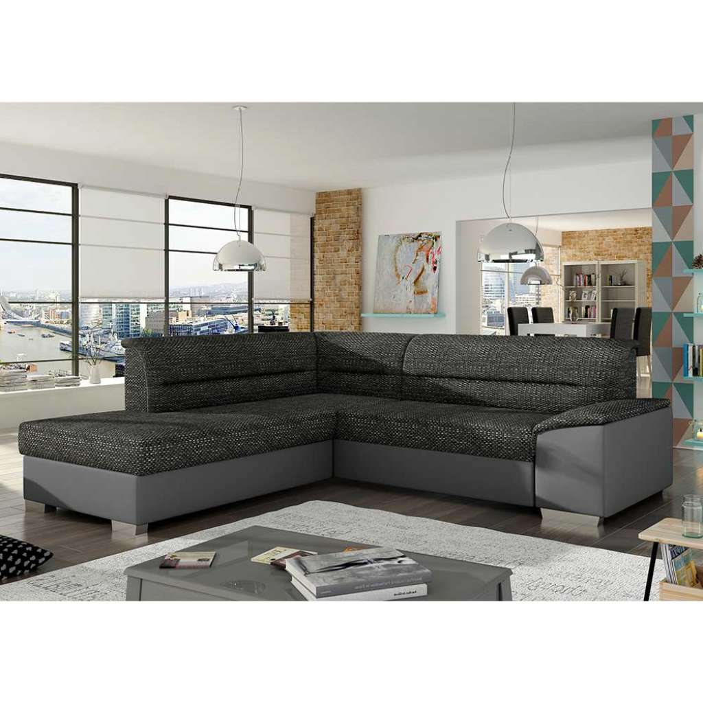 Ecksofa Polsterecke aus Kunstleder in Dunkelgrau