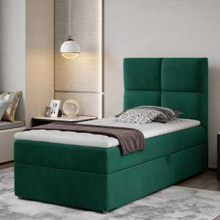 Einzelbett Boxbett mit Bettkasten aus Samt