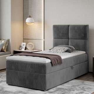Einzelbett Stauraum Bett in Dunkelgrau Liegefläche 90x200 cm