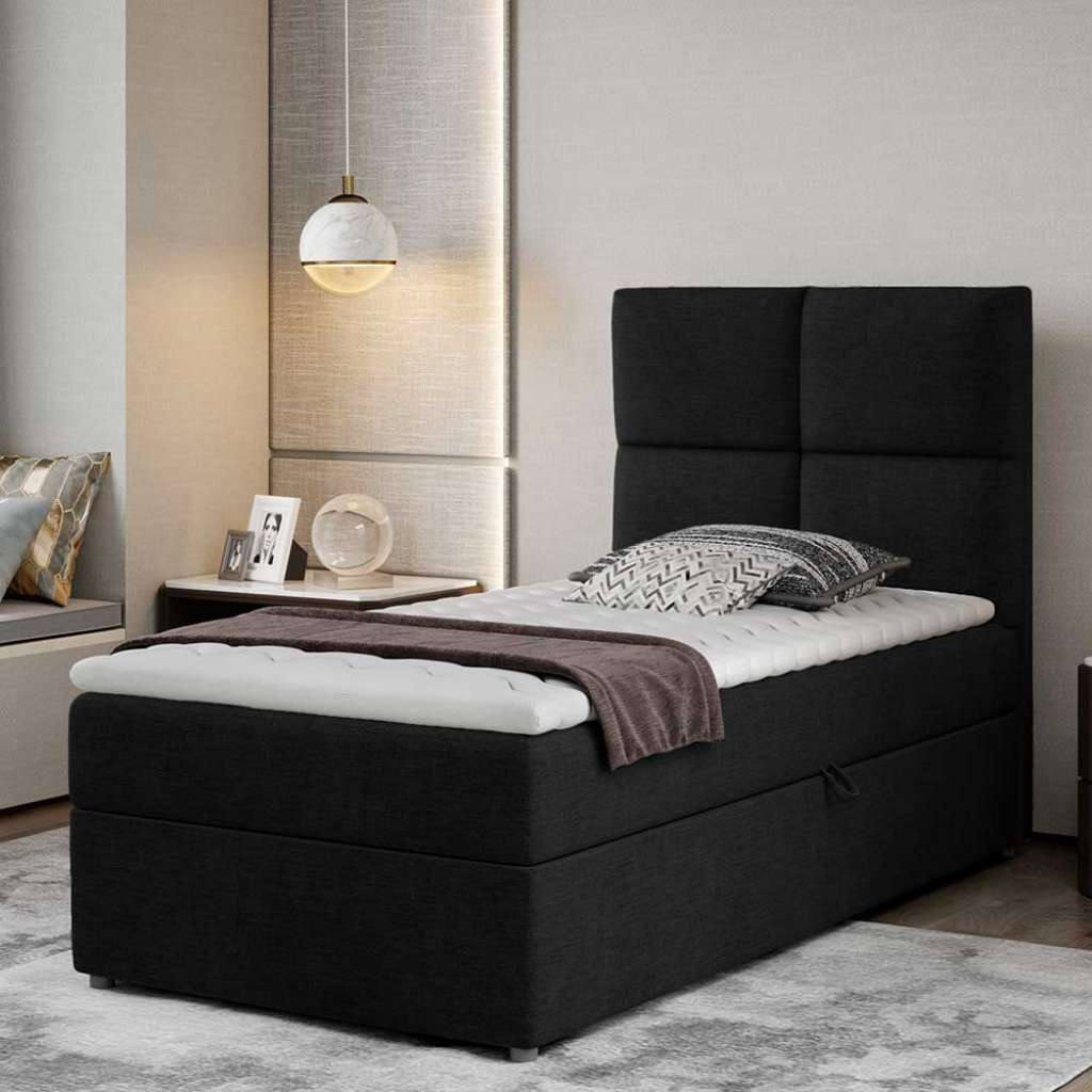 Einzelbett Polsterbett mit Bezug Bettkasten