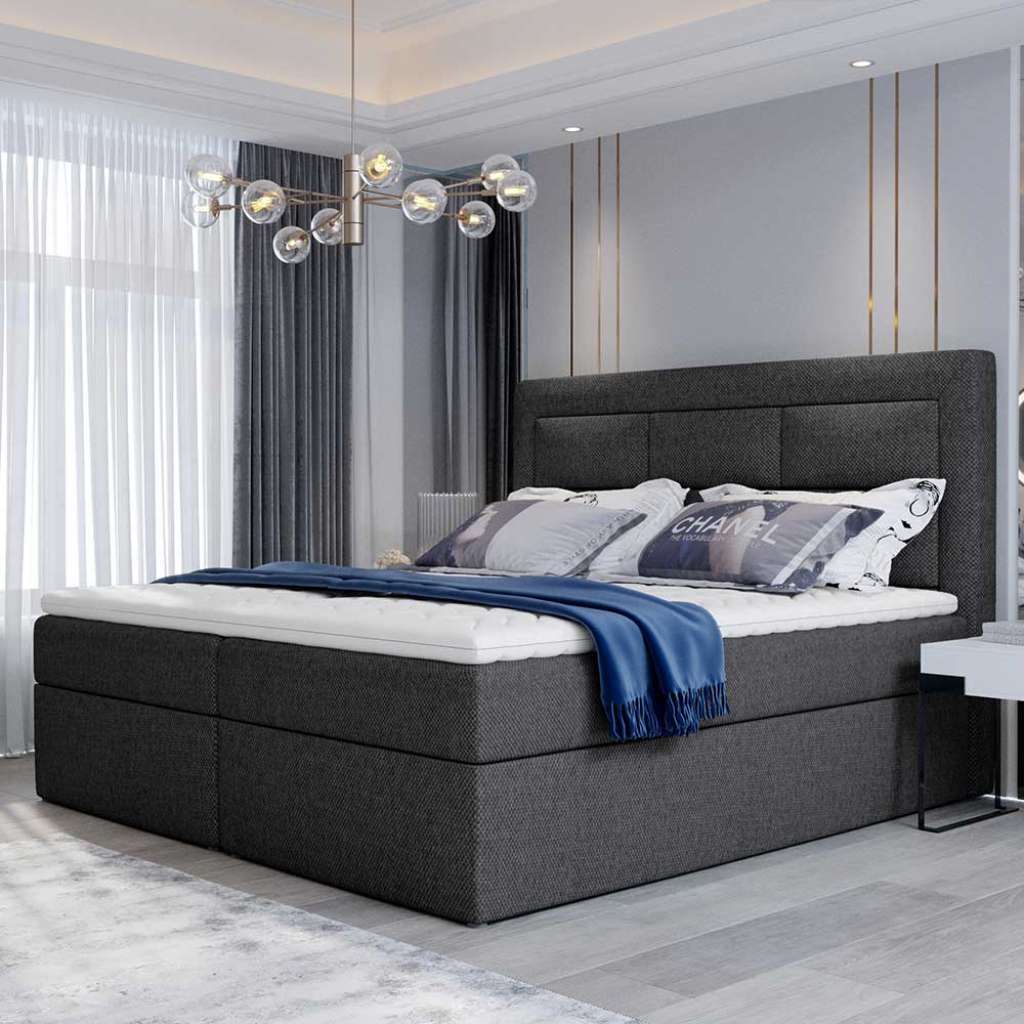 Stauraumbett Boxbett in Dunkelgrau mit Bettkasten