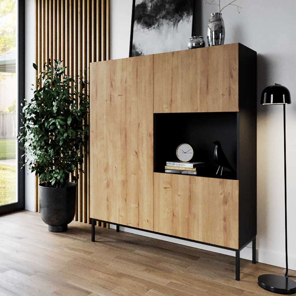 Wohnzimmerschrank Wohnzimmer Schrank mit einem offenen Fach und Vierfußgestell