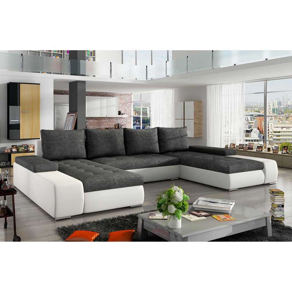 Sofa Couch in Weiß und Dunkelgrau