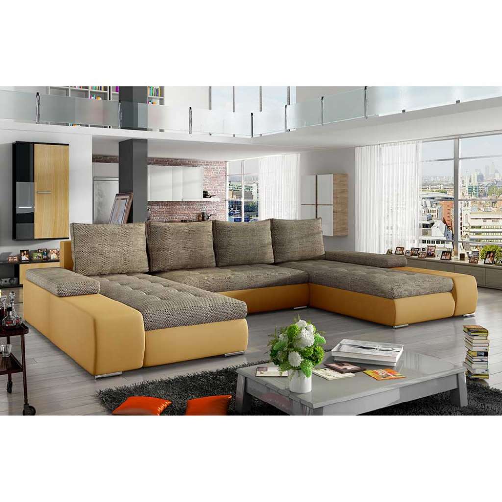 Couch Ecksofa aus Kunstleder mit Armlehnen