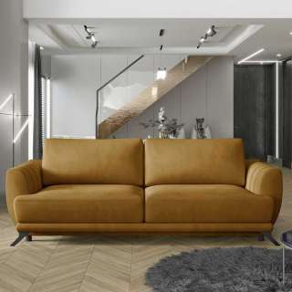 Sofa Dreisitzer in Senfgelb mit Armlehnen