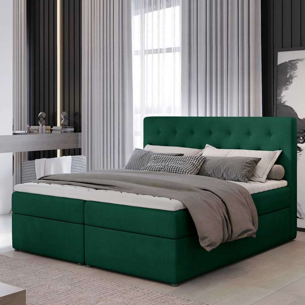 Bett Polster Bett mit Bezug und Kunststoff Bodengleiter