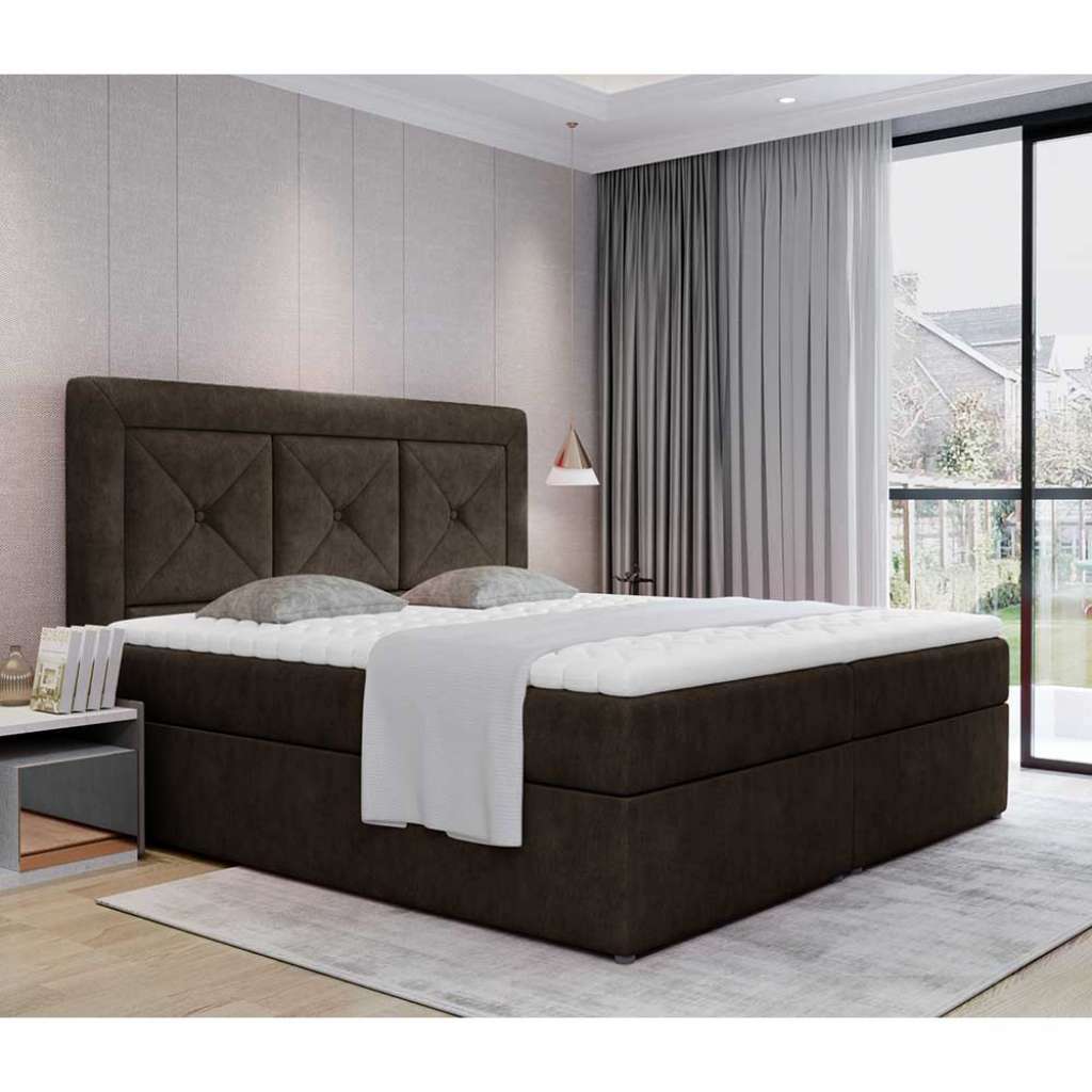 Bettgestell Doppelbett in Dunkelbraun aus Textil