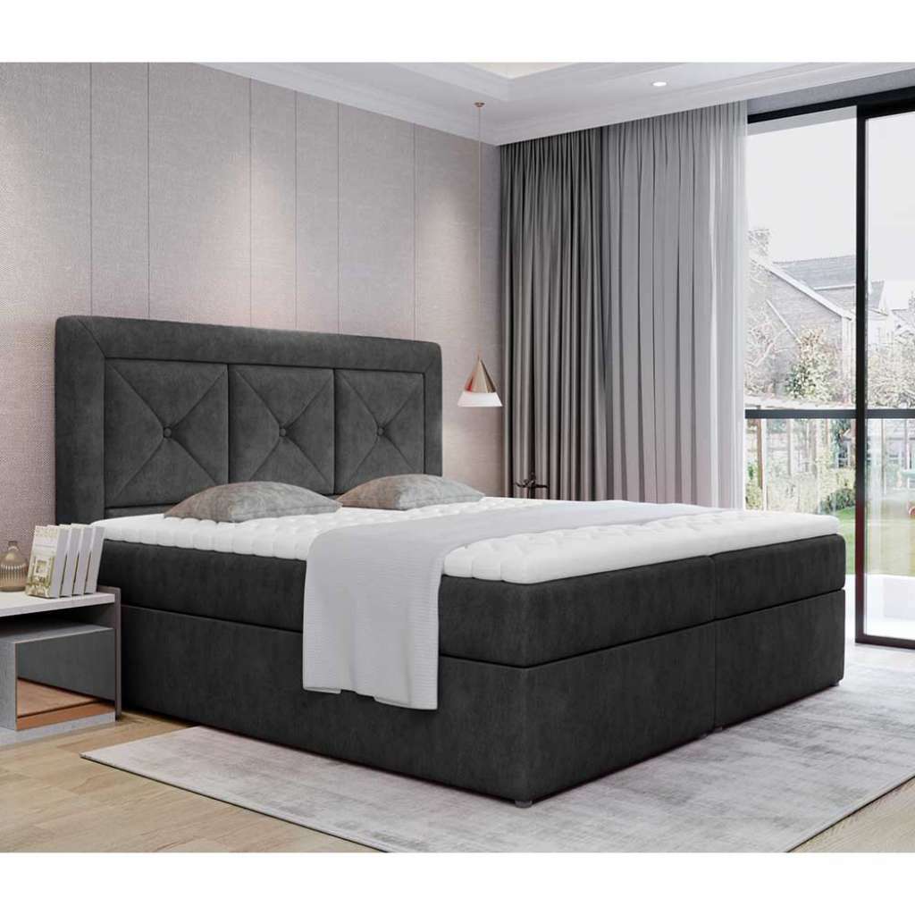 Bettgestell Polsterbett in Dunkelgrau aus Webstoff