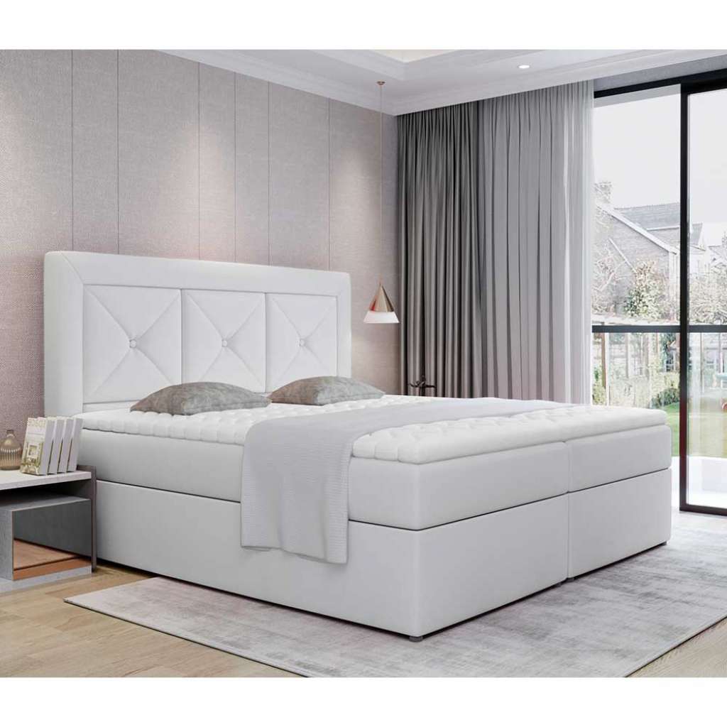 Polsterbett Doppelbett in Weiß aus Kunstleder