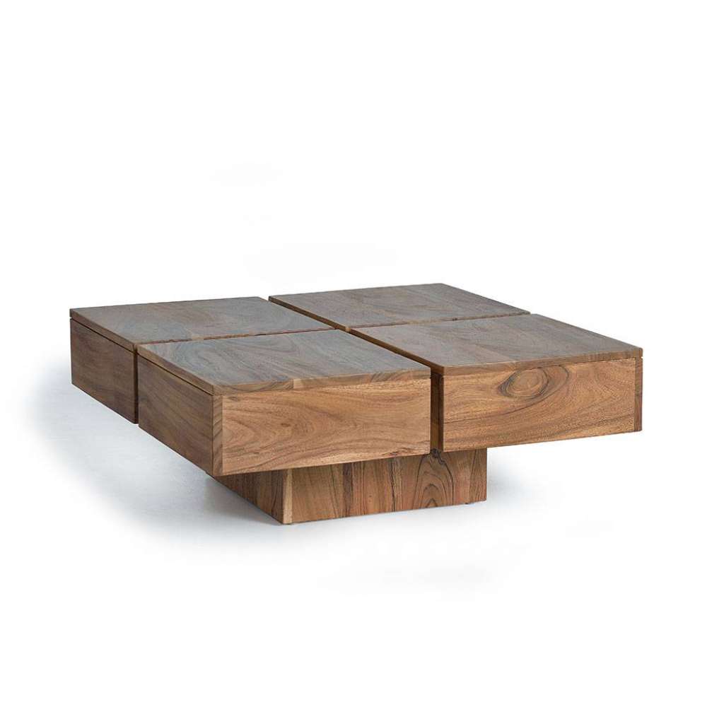 Sofatisch Wohzimmertisch aus Massivholz mit Massivholzplatte