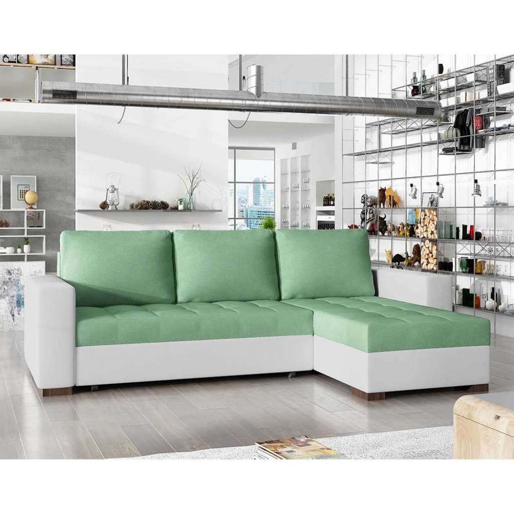 Ecksofa Sofa in Hellgrün und Weiß