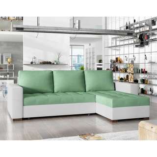 Ecksofa Sofa in Hellgrün und Weiß