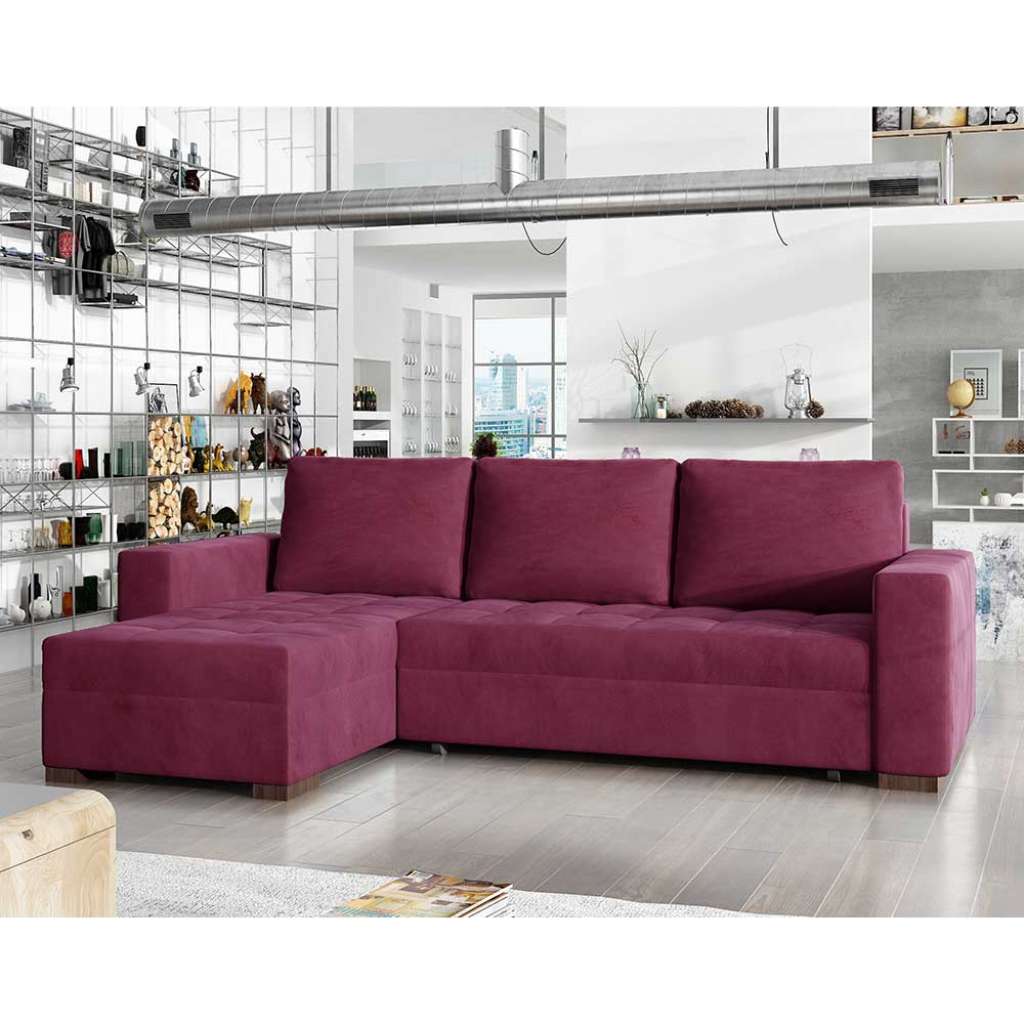 Ecksofa Sofa in Bordeaux mit Schlaffunktion