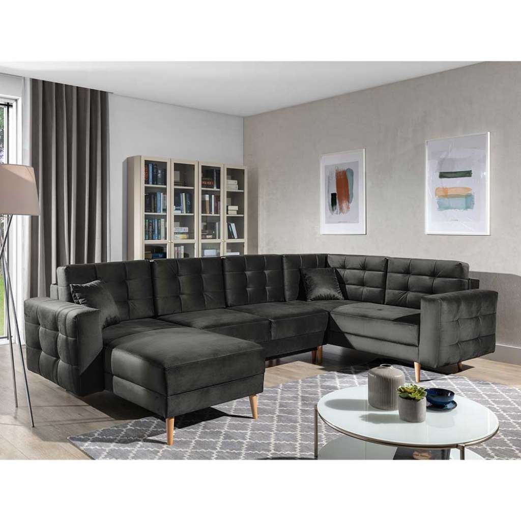Wohnlandschaft Couchlandschaft mit Armlehnen und Bezug
