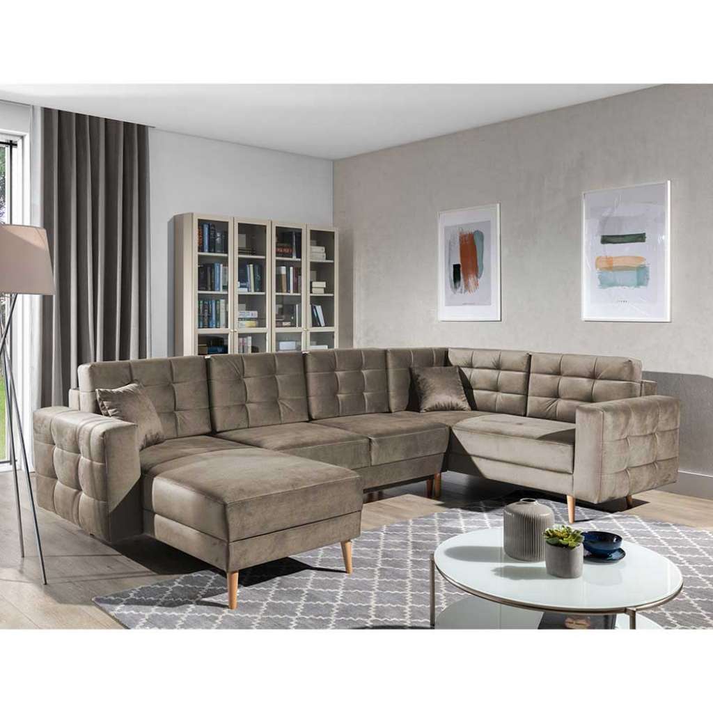 Wohnlandschaft Ecksofa mit Schlaffunktion und Bettkasten