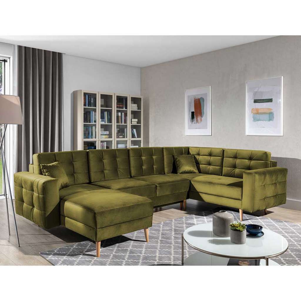 Wohnlandschaft Ecksofa mit Schlaffunktion und Armlehnen