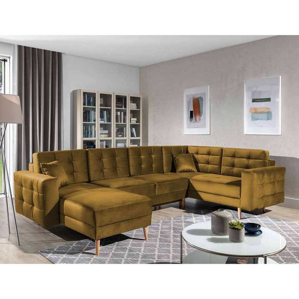 Wohnlandschaft Ecksofa mit Schlaffunktion und Bettkasten