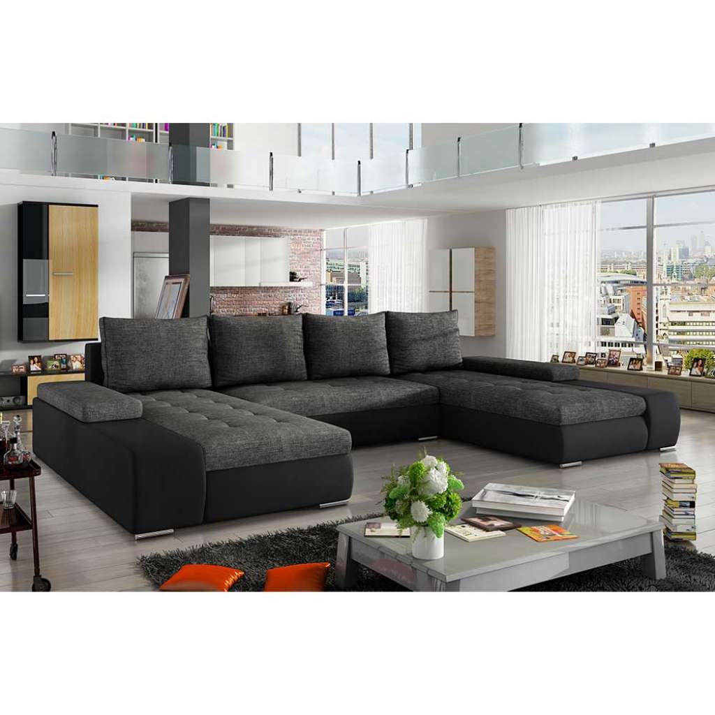 Wohnlandschaft Couchlandschaft aus Kunstleder und Webstoff