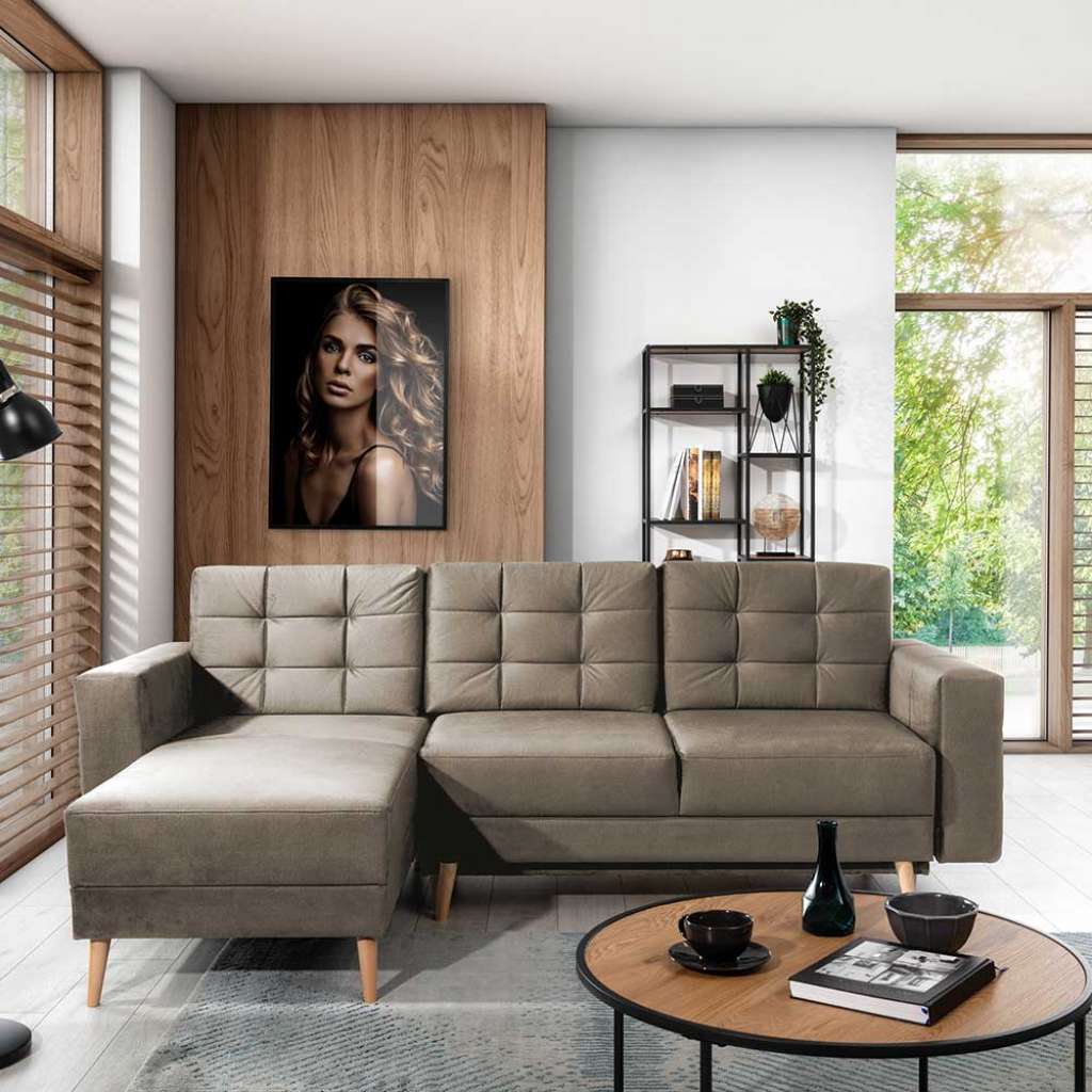 Ecksofa Sofa mit Armlehnen und drei Sitzplätzen