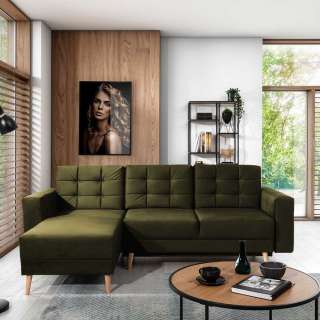 Ecksofa Schlafsofa in Grün mit Schlaffunktion