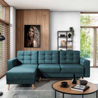 Ecksofa Sofa mit Punktsteppungen aus Textil