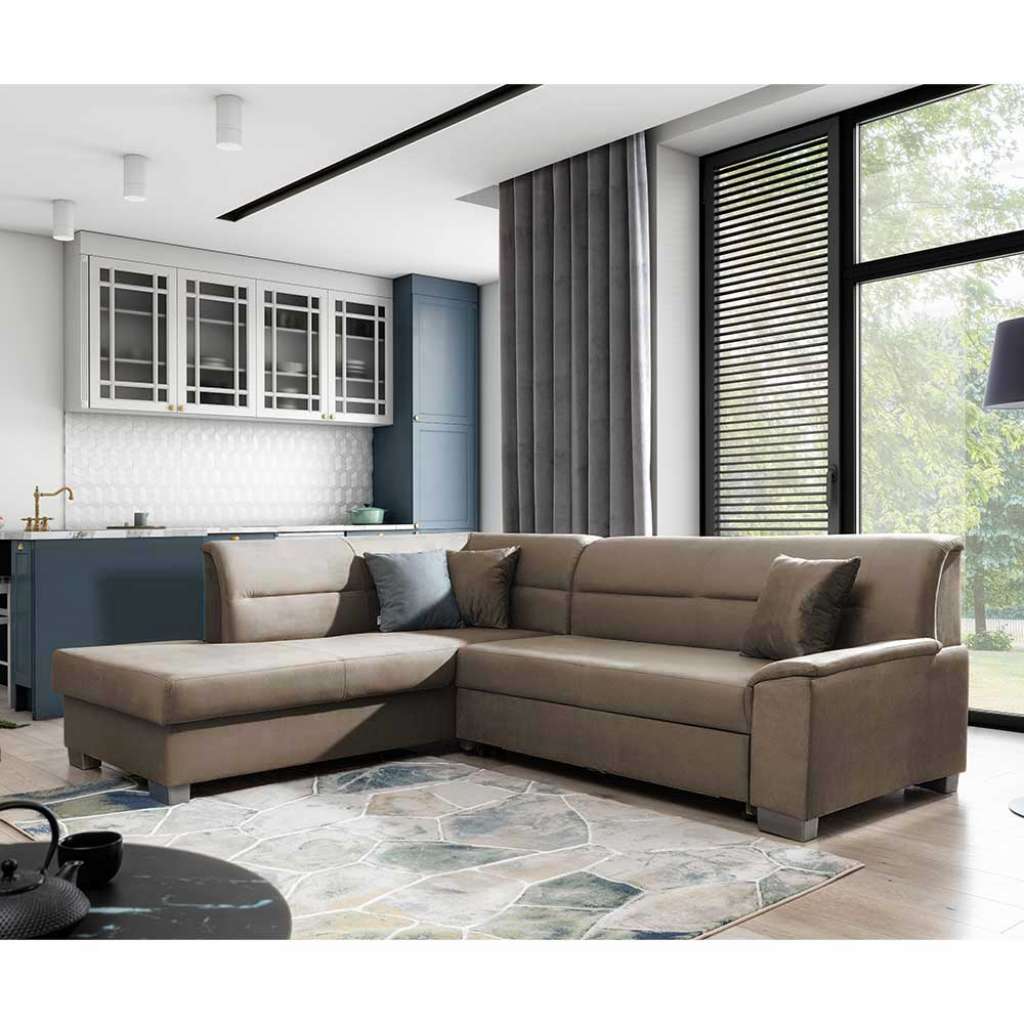 Ecksofa Wohnlandschaft mit Schlaffunktion und Schaumstoffpolsterung