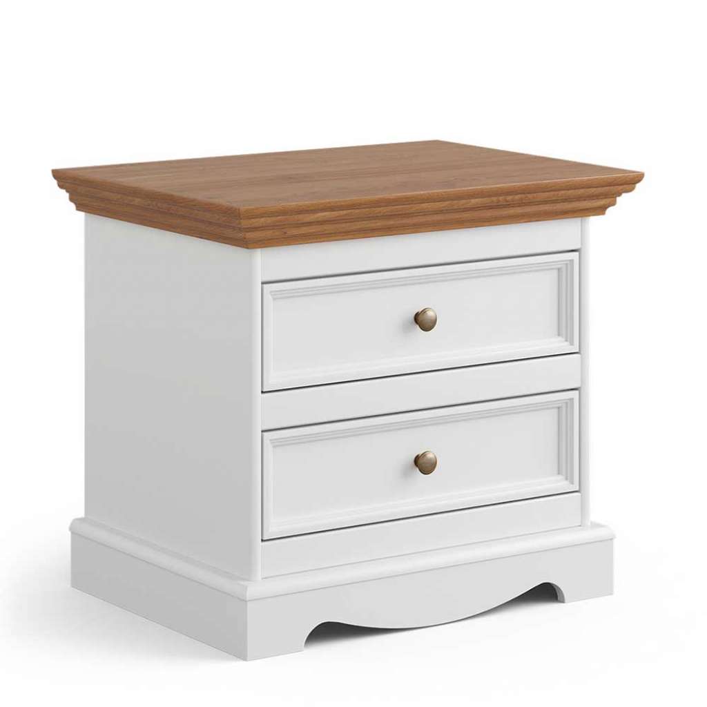 Nachttisch Nachtkommode mit zwei Schubladen und Metallgriffen