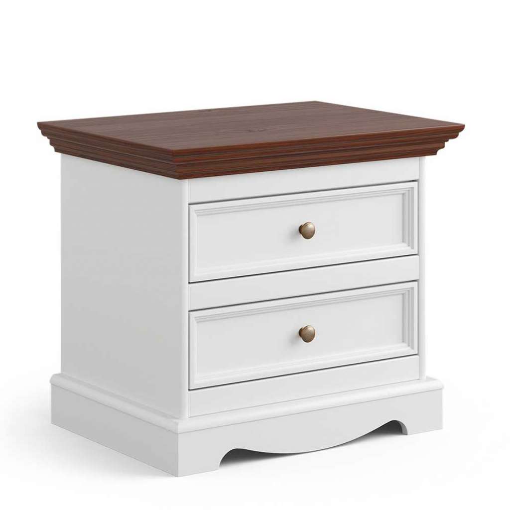 Nachttisch Nachtschrank in Weiß mit zwei Schubladen