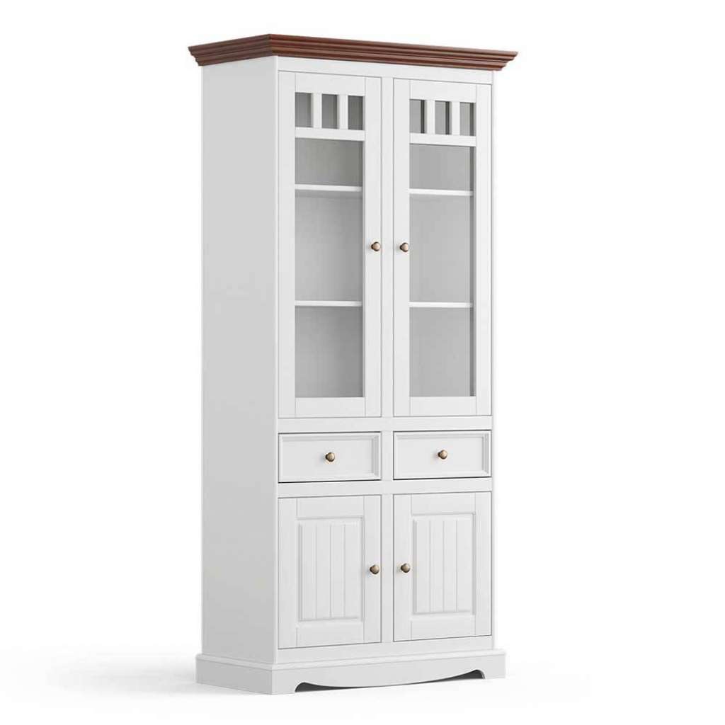 Vitrine Standvitrine in Weiß mit Glastüren