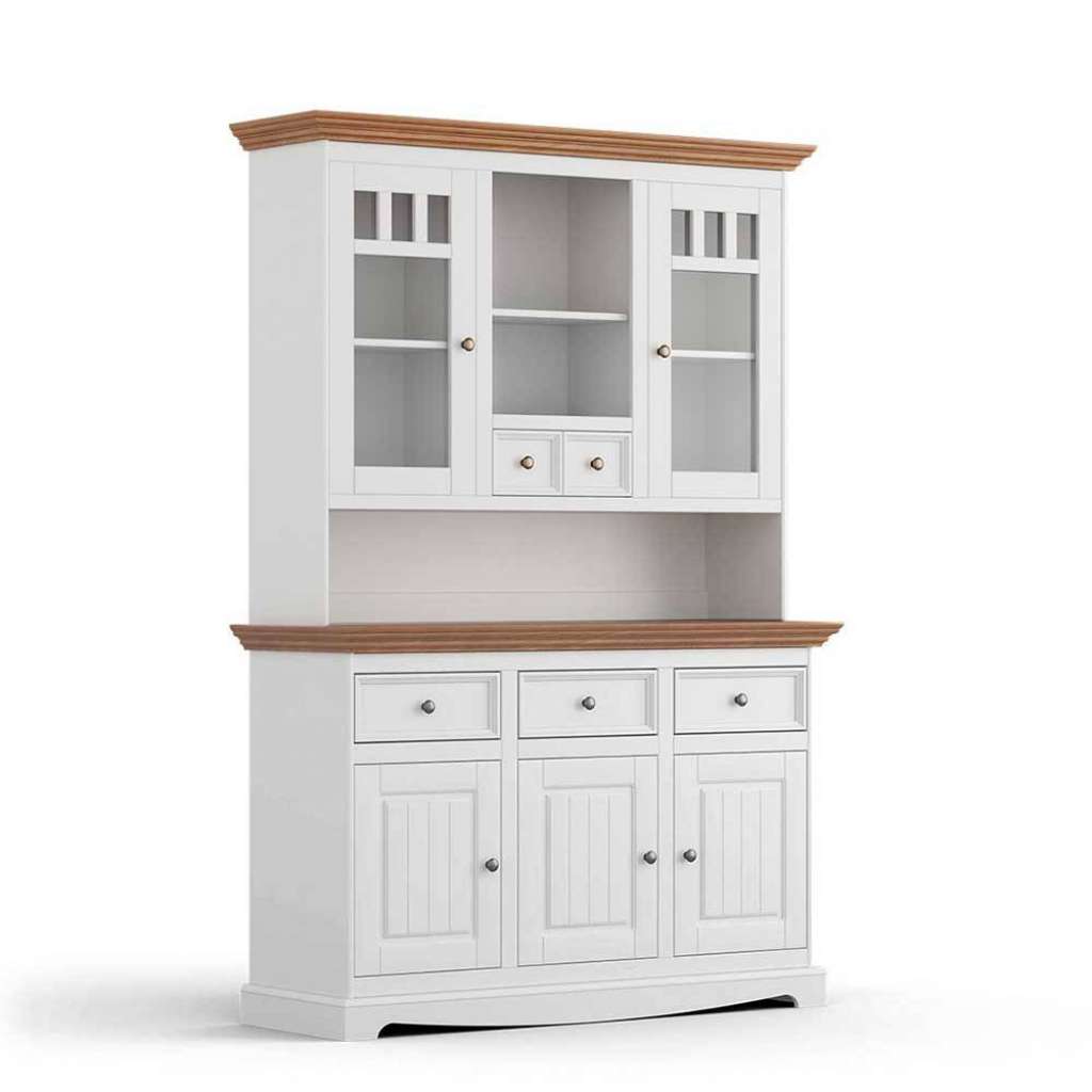 Küchenbuffet Buffetschrank in Weiß mit Glastüren