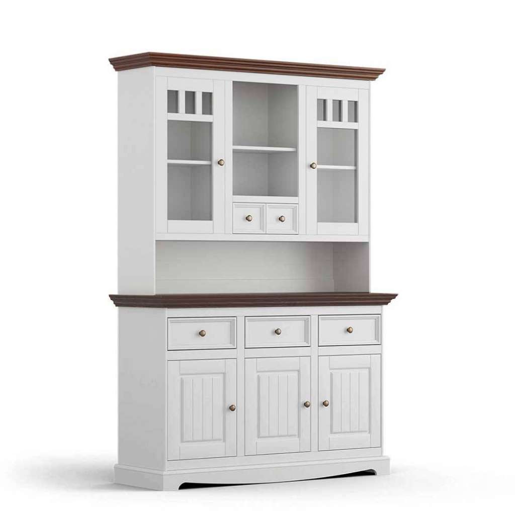 Küchenbuffet Buffetschrank in Weiß mit Glastüren