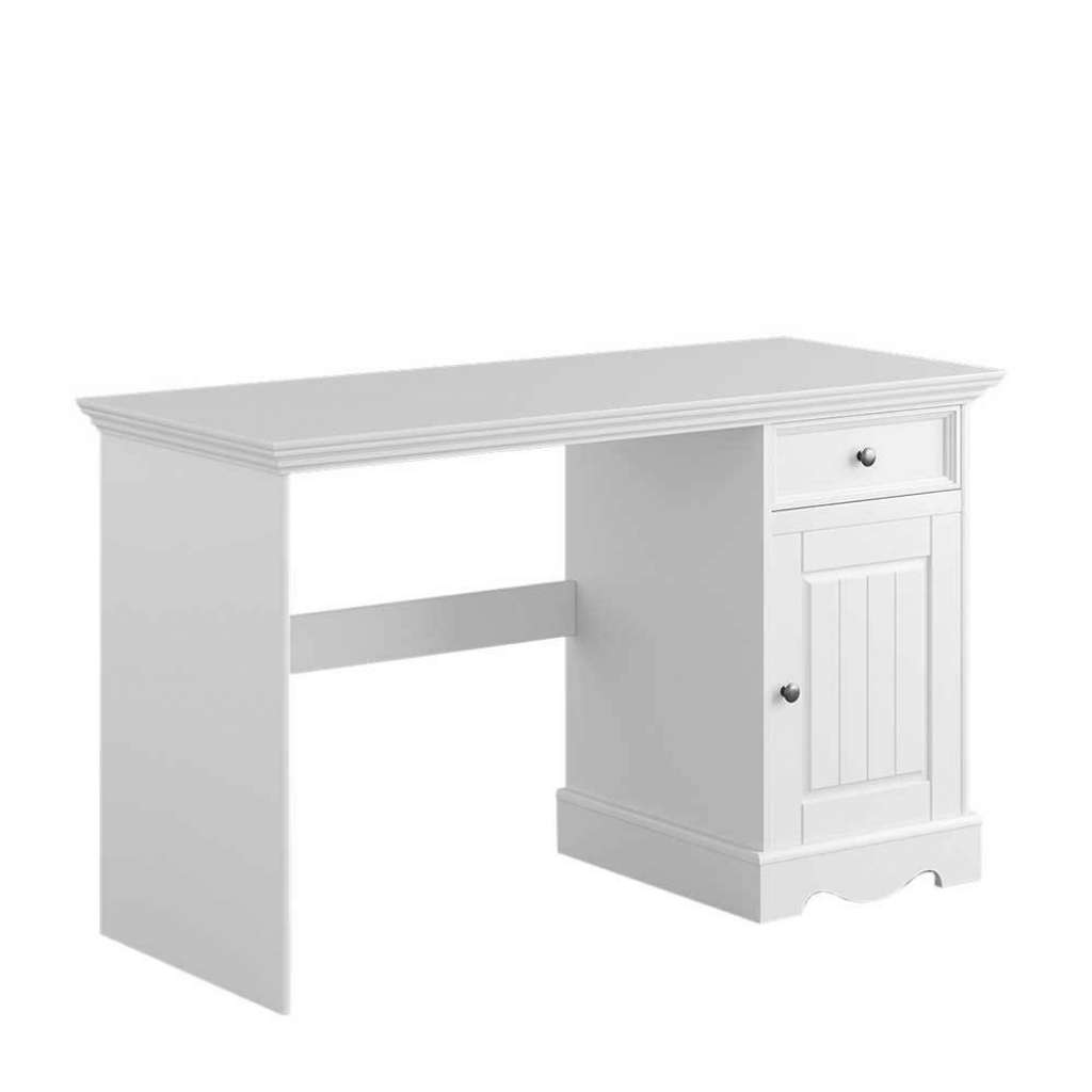 Schreibtisch Bürotisch in Weiß mit Tür