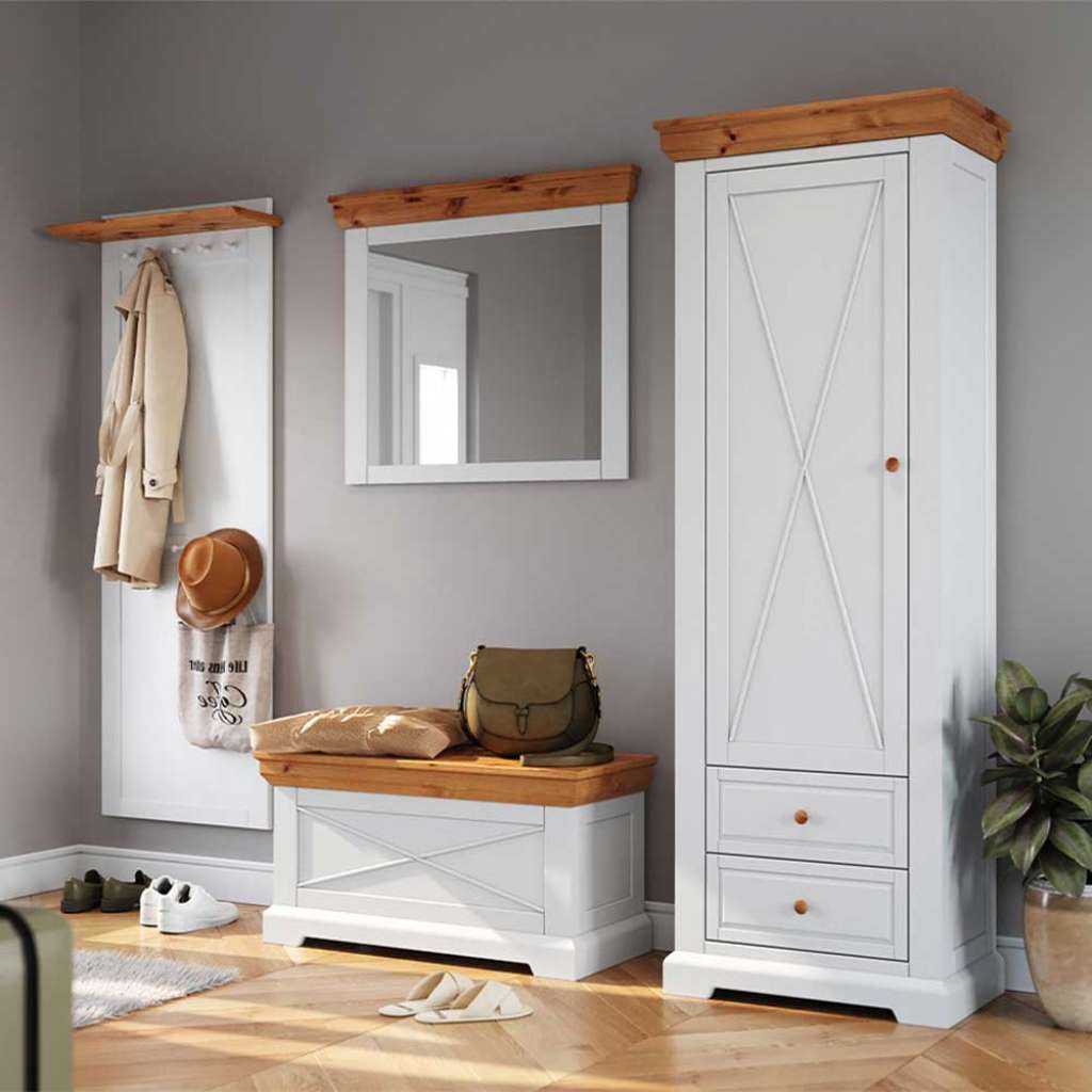Flur Set Garderoben Set im Landhausstil lackiert (vierteilig)