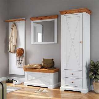 Flur Set Garderoben Set im Landhausstil lackiert (vierteilig)