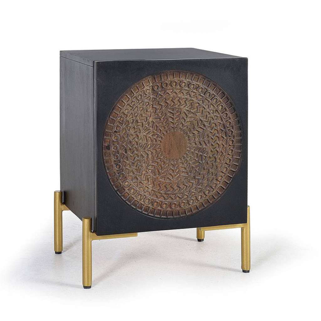 Nachttisch Beistellschrank mit Vierfußgestell und Massivholztür