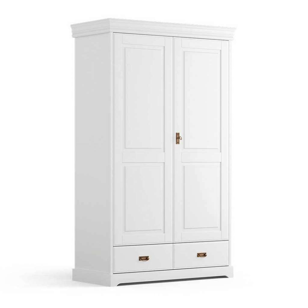 Schlafzimmerkleiderschrank Kleiderschrank mit zwei Schubladen und Metallgriffen