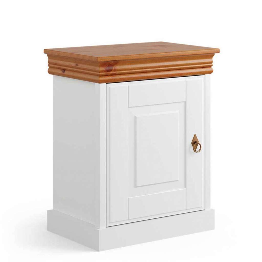 Nachttisch Nachtkommode mit Massivholz Oberfläche und Metallgriff