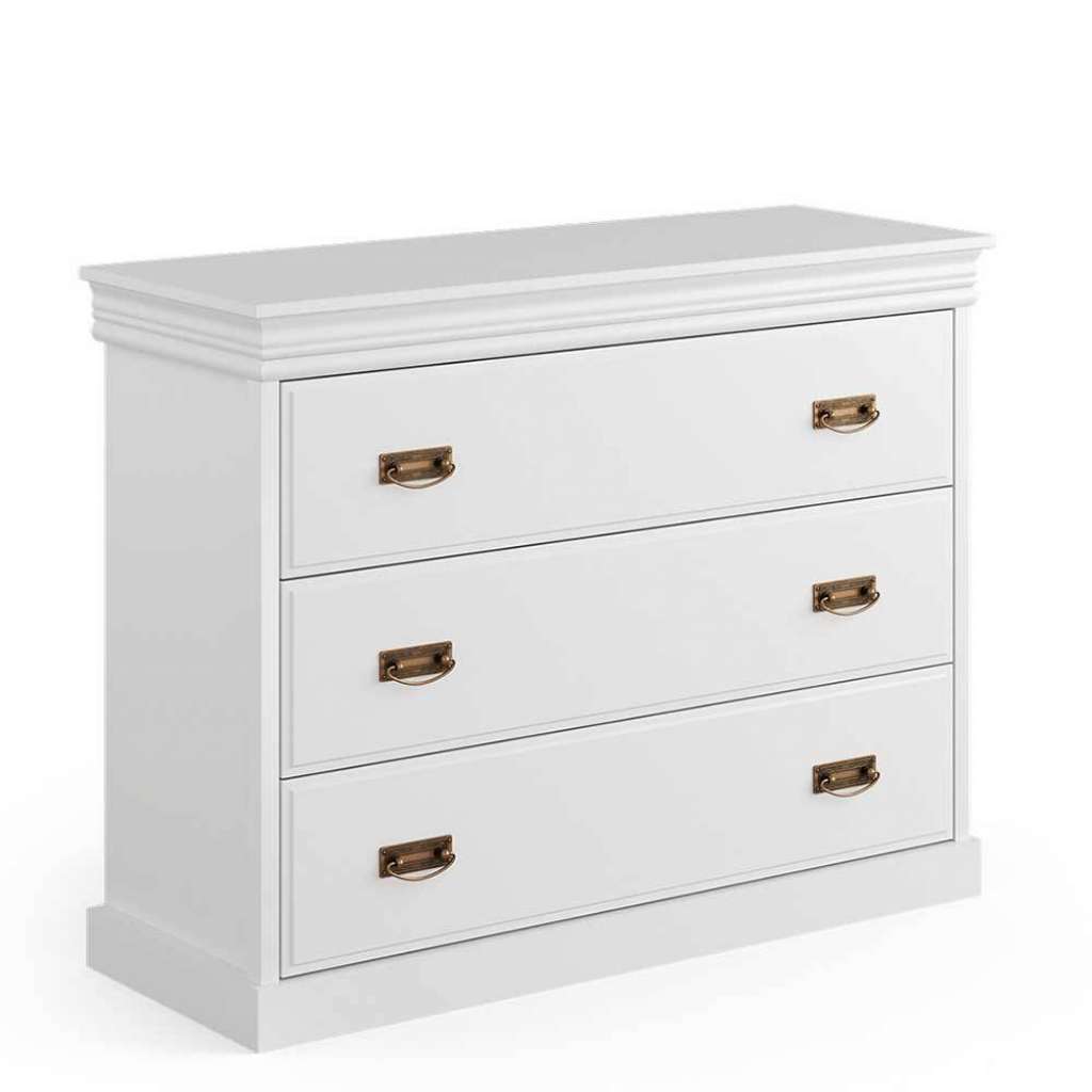 Schlafzimmer Kommode Holzkommode mit drei Schubladen auf Sockel