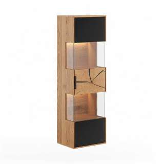 Vitrine Wandvitrine mit LED Beleuchtung und Hirnholz Applikation