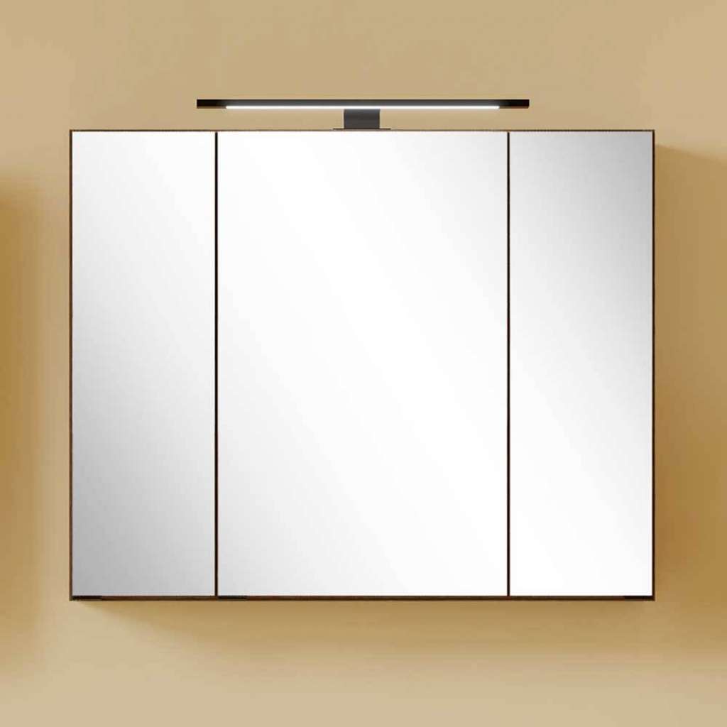 Badezimmerschrank Spiegelschrank Bad mit LED Beleuchtung in Eiche dunkel