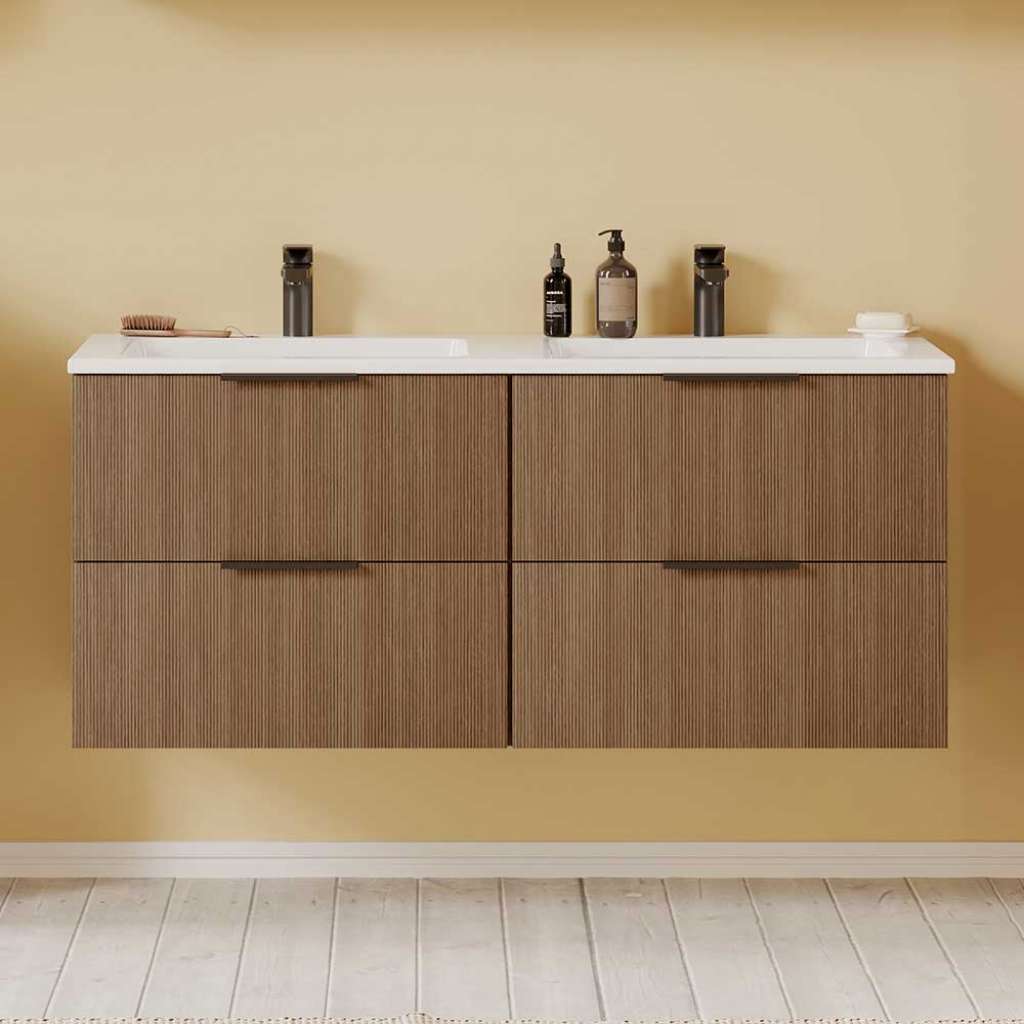 Waschbeckenunterschrank Waschtisch mit vier Schubladen und Metallgriffen