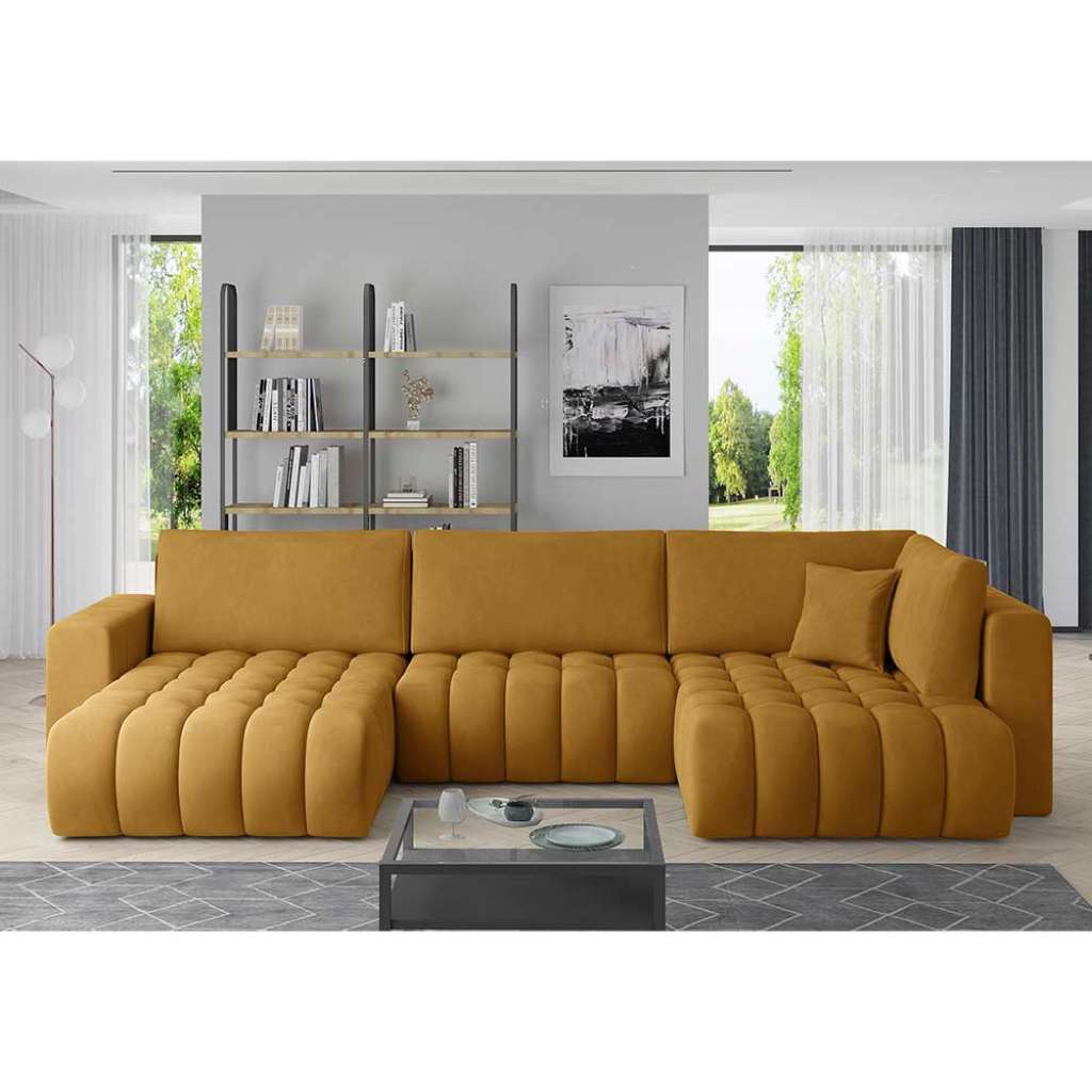 Sofa Wohnlandschaft in Gelb und Senfgelb