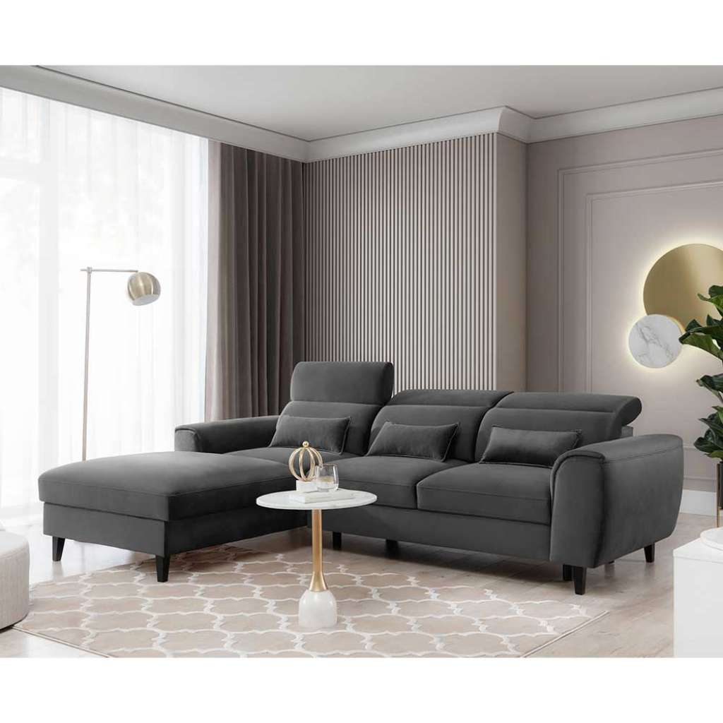 Sofaecke Couch aus Velours mit Armlehnen
