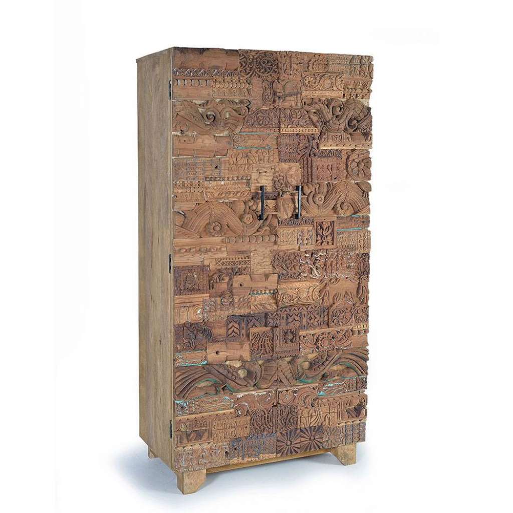 Holzschrank Massiv Schrank Holz handgearbeitet mit Metallgriffen