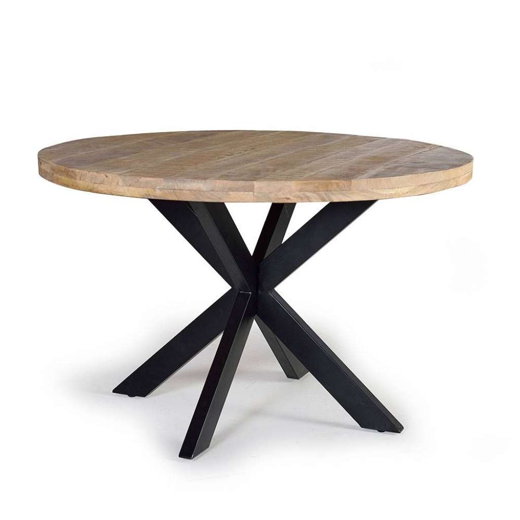 Esstisch Tisch Massivholz in runder Form aus Metall