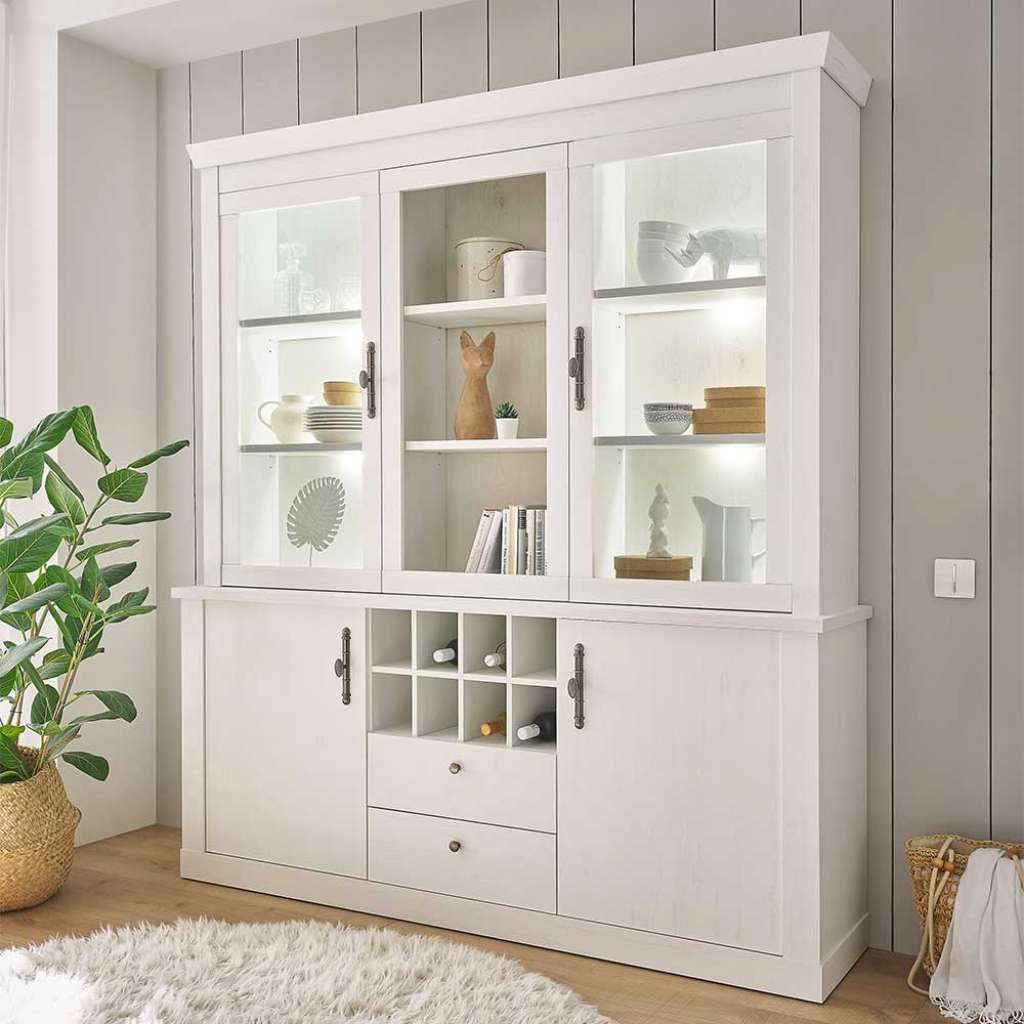 Buffetvitrine Küchenbuffet mit Glastüren und Schubladen