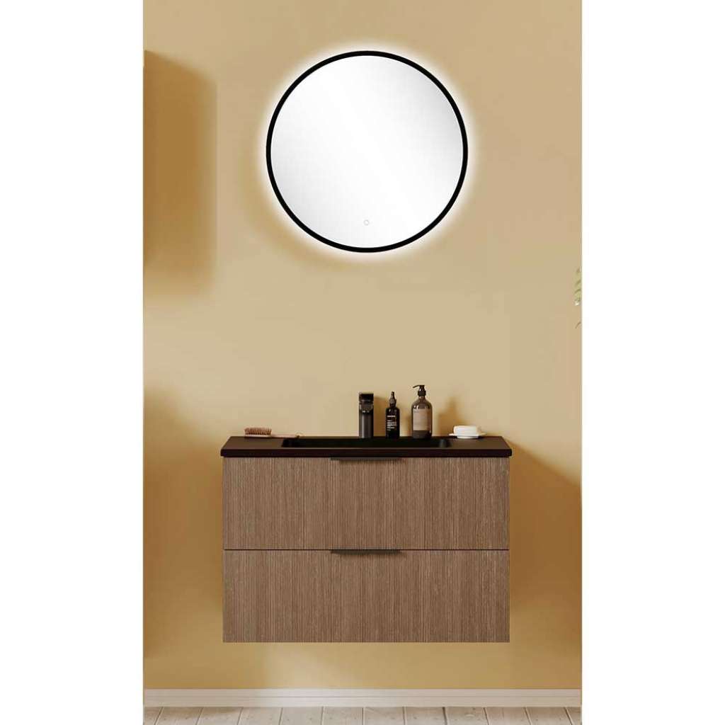 Waschplatz Set Badmöbelset für die Wandmontage mit Holzwerkstoff Oberfläche (zweiteilig)