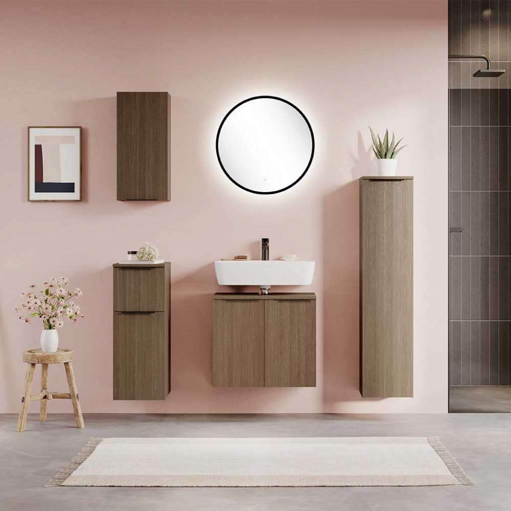 Badmöbelset Badezimmermöbel Set aus Holzwerkstoff mit Holzwerkstoff Oberfläche (fünfteilig)